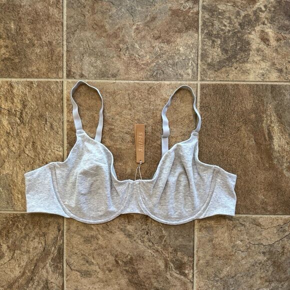 Skims Cotton Jersey T-shirt Bra Light Heather Grey Size 44D - Picture 2 of 9